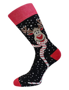 VFstyle Vianočné ponožky HAPPY REINDEER čierne