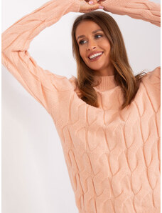 Fashionhunters Women's cable sweater peach