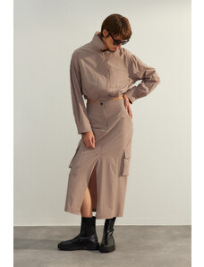 Trendyol Collection Norková limitovaná edícia vysokokvalitná detailne tkaná midi sukňa
