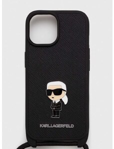 Puzdro na mobil Karl Lagerfeld iPhone 15 6.1 čierna farba