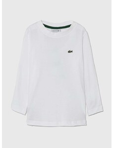 Detská bavlnená košeľa s dlhým rukávom Lacoste biela farba, jednofarebný