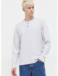 Bavlnené tričko s dlhým rukávom Abercrombie & Fitch šedá farba, jednofarebný