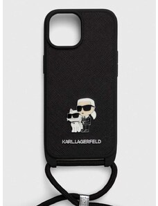 Puzdro na mobil Karl Lagerfeld iPhone 15 6.1 čierna farba