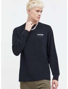 Bavlnené tričko s dlhým rukávom Abercrombie & Fitch čierna farba, s potlačou