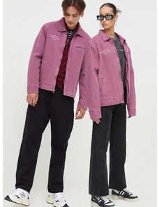 Rifľová bunda Guess Originals fialová farba, prechodná