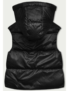 S'WEST Krátka čierna dámska vesta s kapucňou (B8156-1)