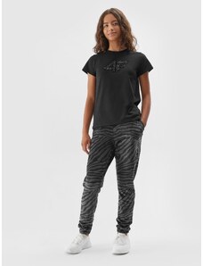 4F JUNIOR Dievčenské velúrové nohavice typu jogger - viacfarebné