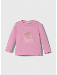 Tričko s dlhým rukávom pre bábätká Pinko Up ružová farba