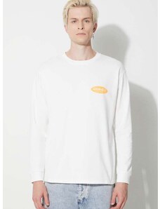 Bavlnené tričko s dlhým rukávom Gramicci Original Freedom Oval Longsleeve Tee biela farba, s potlačou, G3FU.T072