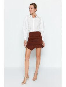 Trendyol Brown Fitted Knitted Draped Skirt