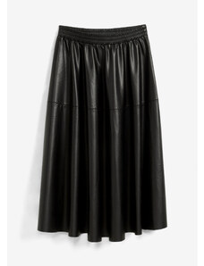 bonprix Koženková sukňa, midi, farba čierna