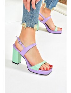 Fox Shoes Lilac/green Women's Thick Platform Heels Shoes