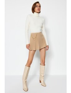 Trendyol Mink Chain and Pleat Detailed Woven Shorts Skirt