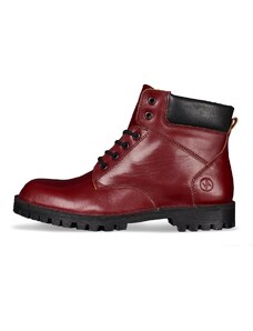 Vasky Farm Low Red - Dámske kožené členkové topánky červené, ručná výroba jesenné / zimné topánky