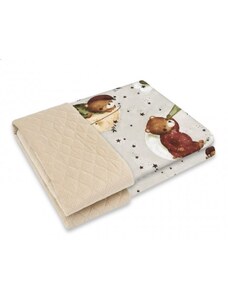Miminu Obojstranná deka, Bavlna/prešívaný velvet 100 x 70 cm, Teddy and Moon - béžová