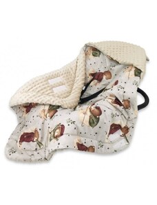 Miminu Oteplená zavin. deka s kapucňou minky + bavlna, 90 x 90 cm, Teddy and Moon - béžová