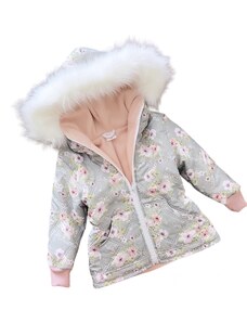 ZuMa Style Dievčenská zimná bunda - PISTÁCIOVÝ KVET - 74, Kvetovaná
