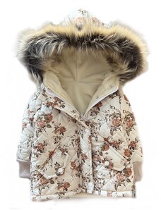 Dievčenská zimná bunda - antický kvet - 98, Čierna