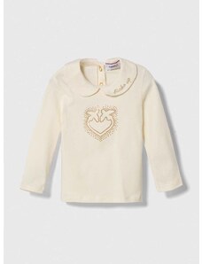 Tričko s dlhým rukávom pre bábätká Pinko Up béžová farba, s golierom