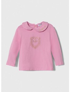 Tričko s dlhým rukávom pre bábätká Pinko Up ružová farba, s golierom