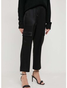 Nohavice MICHAEL Michael Kors dámske, čierna farba, rovné, vysoký pás