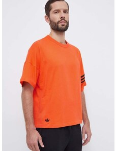 Bavlnené tričko adidas Originals pánsky, oranžová farba, s nášivkou