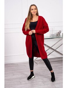 MladaModa Kardigánový sveter s elegantným vzorom model 2021-7 červený