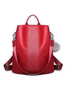 Konofactory Červený kožený ruksak s príveskom 2v1 „Famous“
