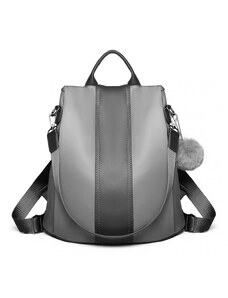 Konofactory Sivý kožený ruksak s príveskom 2v1 „Famous“