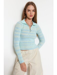 Trendyol Mint Pletený sveter na zips