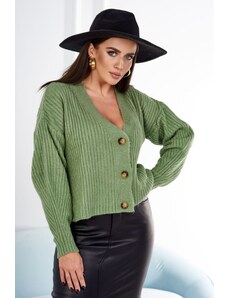 Kesi Ribbed sweater with buttons dark mint