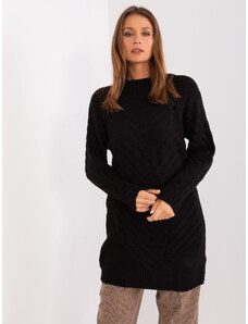 Fashionhunters Black long oversize sweater with wool