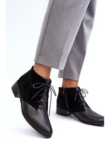 Basic Čierne dámske šnurovacie topánky na plochých podpätkoch