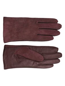 Dámske bordó kožené (s semišom) rukavice flísová podšívka - Fiebig