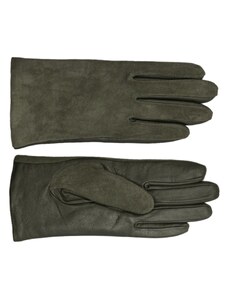 Dámske zelené kožené (s semišom) rukavice flísová podšívka - Fiebig