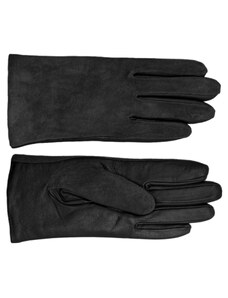 Dámske čierne kožené (s semišom) rukavice flísová podšívka - Fiebig