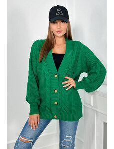Kesi Button-down sweater with puff sleeves green