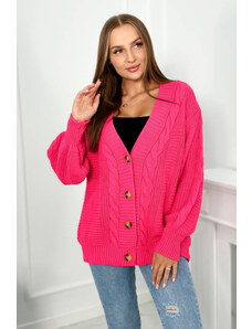 Kesi Button-down sweater with puff sleeves raspberry