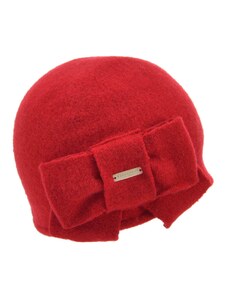 Vlnená červená dámska čiapka s mašličkou - Seeberger