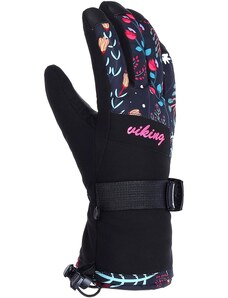 Dámske lyžiarske rukavice Viking Tanuka čierna/ružová/tyrkysová