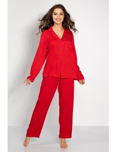 Momenti Per Me Elegantné luxusné dámske pyžamo na gombíky The One červené, Farba červená