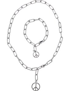 Urban Classics Accessoires Y Chain Peace Necklace and Bracelet - Silver Color
