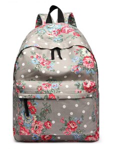 Konofactory Sivý kvetovaný ruksak do školy „Roses“