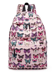 Konofactory Ružový vzorovaný ruksak do školy „Butterfly“