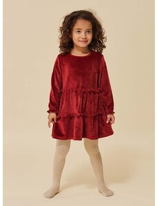 Dievčenské šaty Konges Sløjd bordová farba, mini, áčkový strih