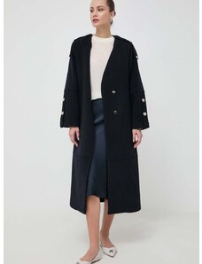 Vlnený kabát Beatrice B tmavomodrá farba, prechodný, oversize