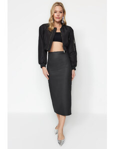 Trendyol Black Coated Midi Pencil Skirt