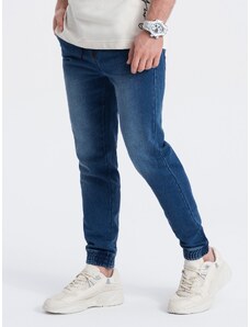 Ombre Clothing Pánske džínsové nohavice JOGGER SLIM FIT - tmavomodré V3 OM-PADJ-0134