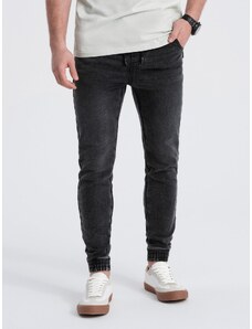 Ombre Clothing Pánske džínsové nohavice JOGGER SLIM FIT - graphite V2 OM-PADJ-0134