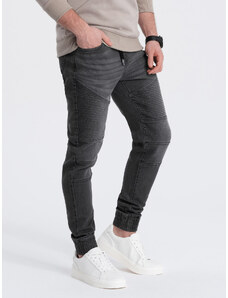 Ombre Clothing Pánske džínsové nohavice s prešívaním - grafitové V4 OM-PADJ-0113